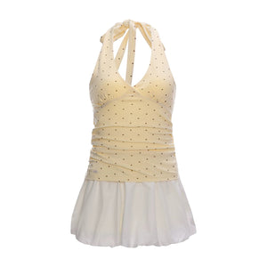 Spring Polka Dot Halter Dress