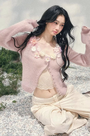 Spring Soft Breeze Floral Sweater Set-Up