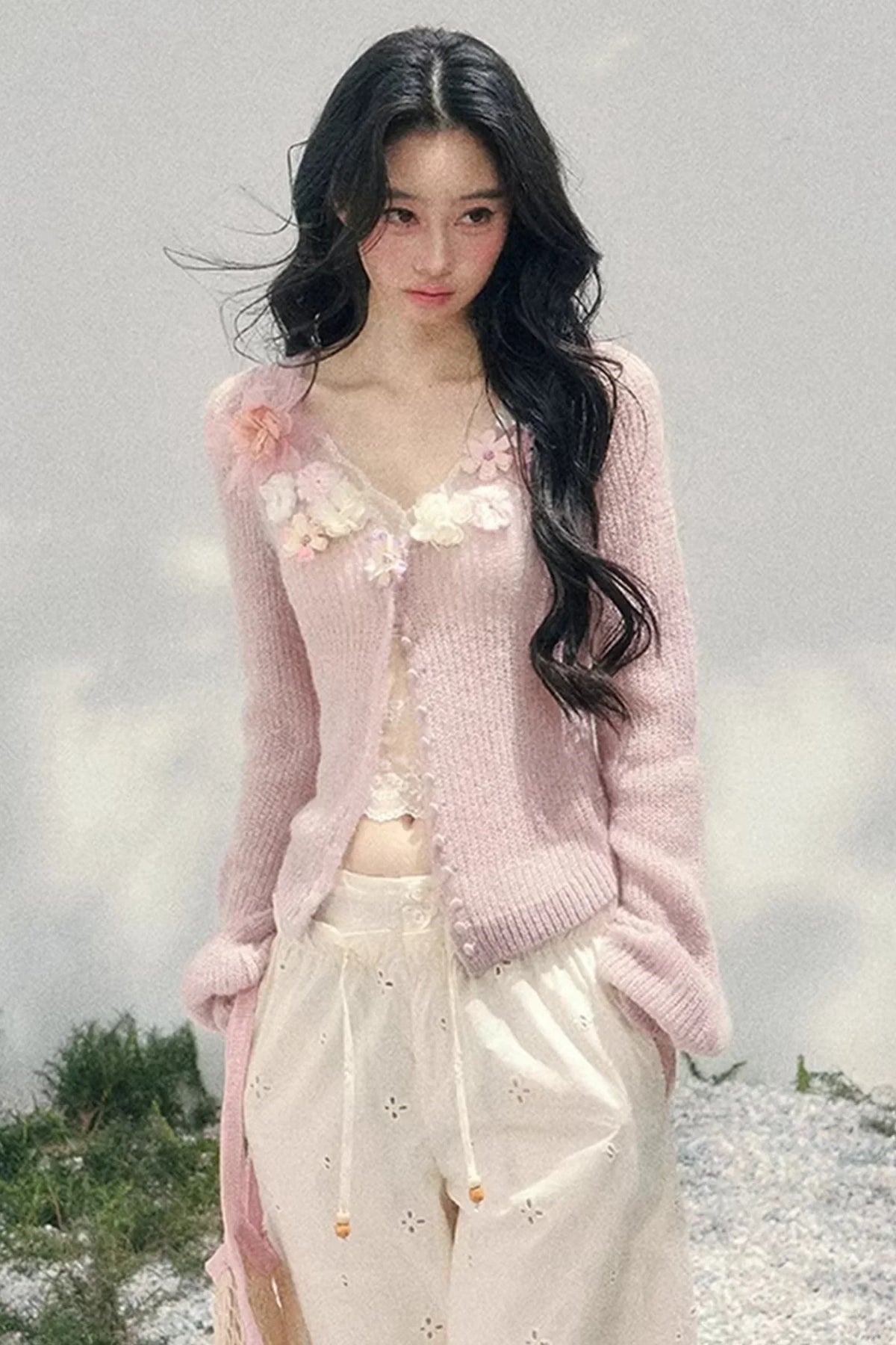 Spring Soft Breeze Floral Sweater Set-Up