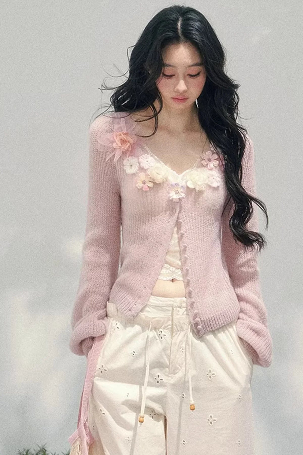 Spring Soft Breeze Floral Sweater Set-Up
