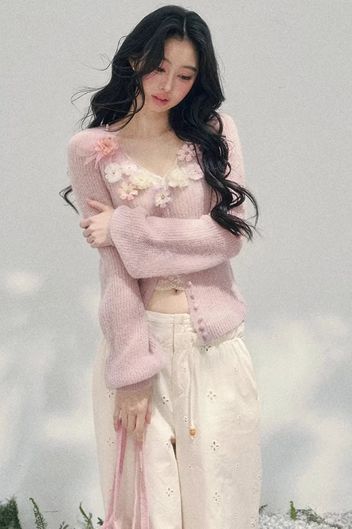 Spring Soft Breeze Floral Sweater Set-Up