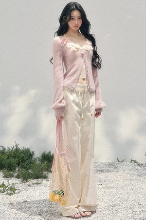 Spring Soft Breeze Floral Sweater Set-Up