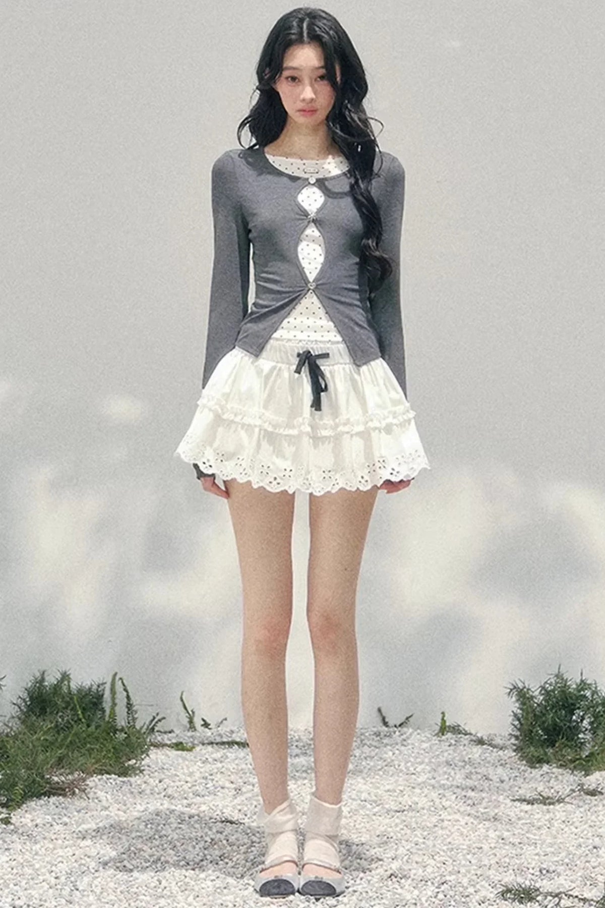 Spring White Half-Skirt