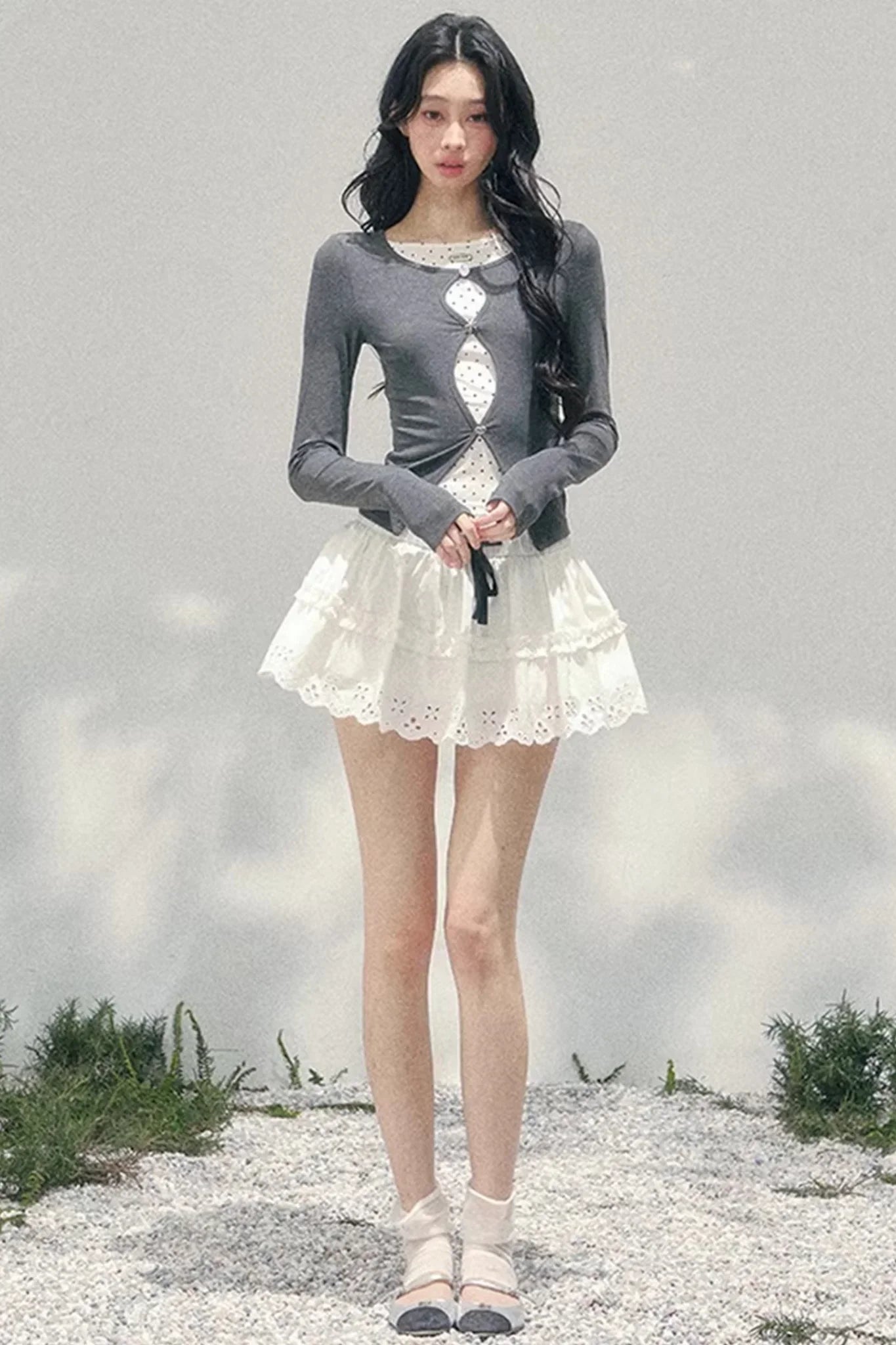 Spring White Half-Skirt