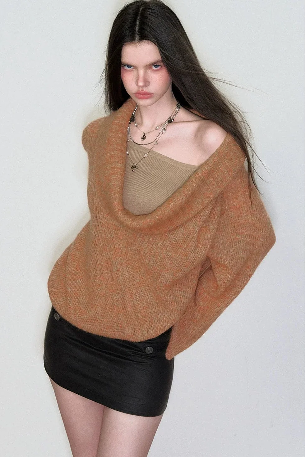 Spring Wool Draped Neck Sweater