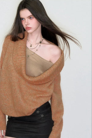 Spring Wool Draped Neck Sweater