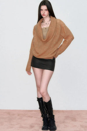 Spring Wool Draped Neck Sweater