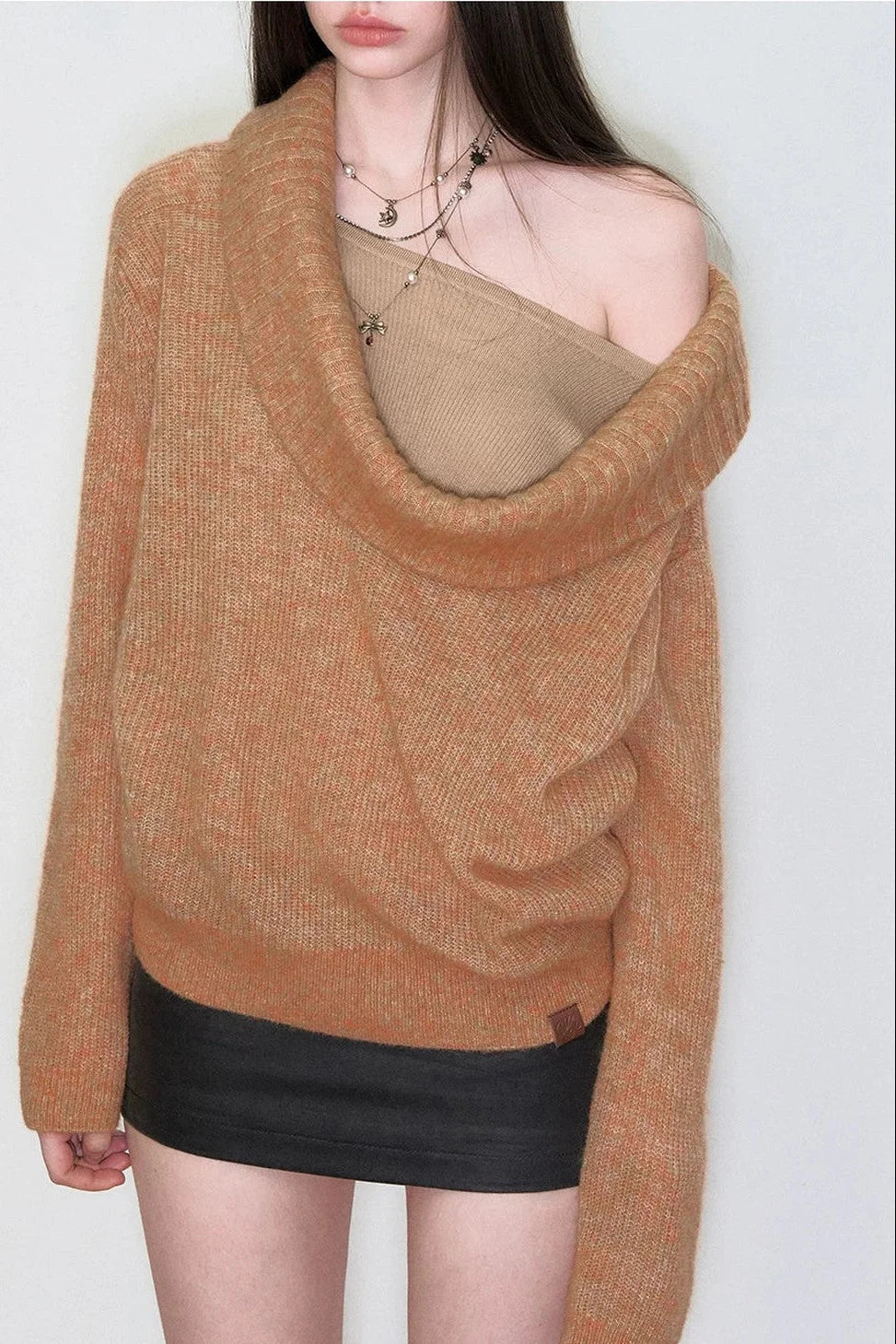 Spring Wool Draped Neck Sweater