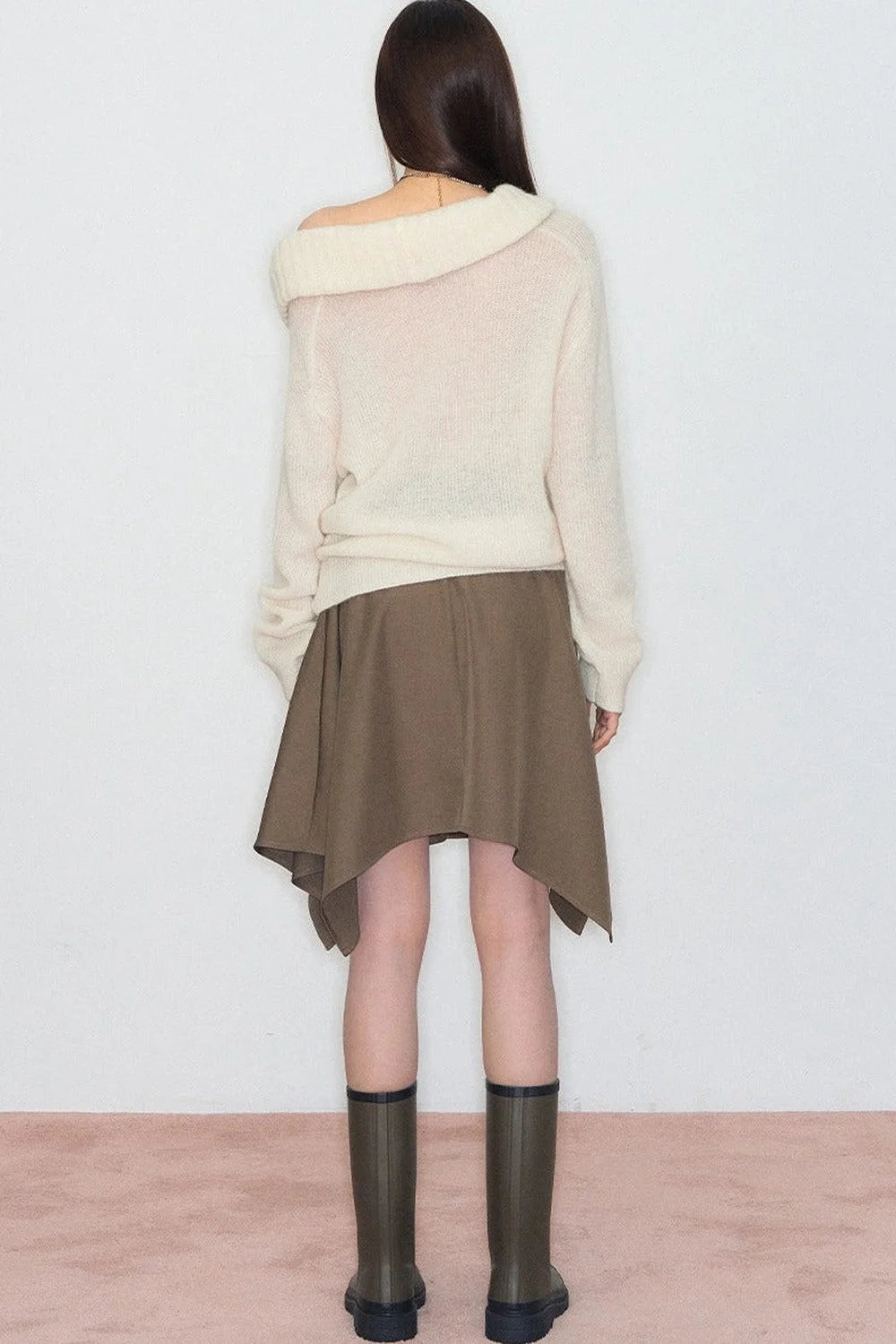 Spring Wool Draped Neck Sweater