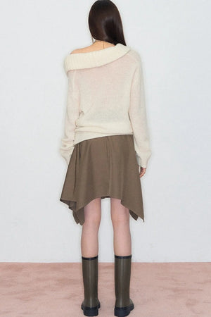 Spring Wool Draped Neck Sweater