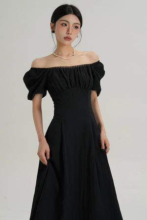 Square Neck Bubble Sleeve Dress