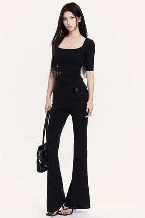 Square Neck Flared Pants Set-Up