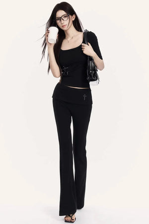 Square Neck Flared Pants Set-Up