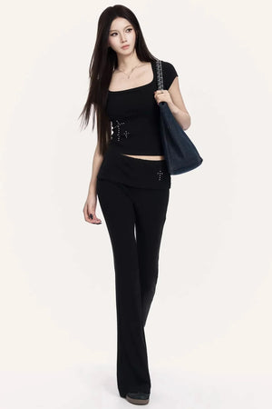 Square Neck Flared Pants Set-Up