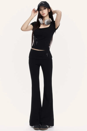 Square Neck Flared Pants Set-Up