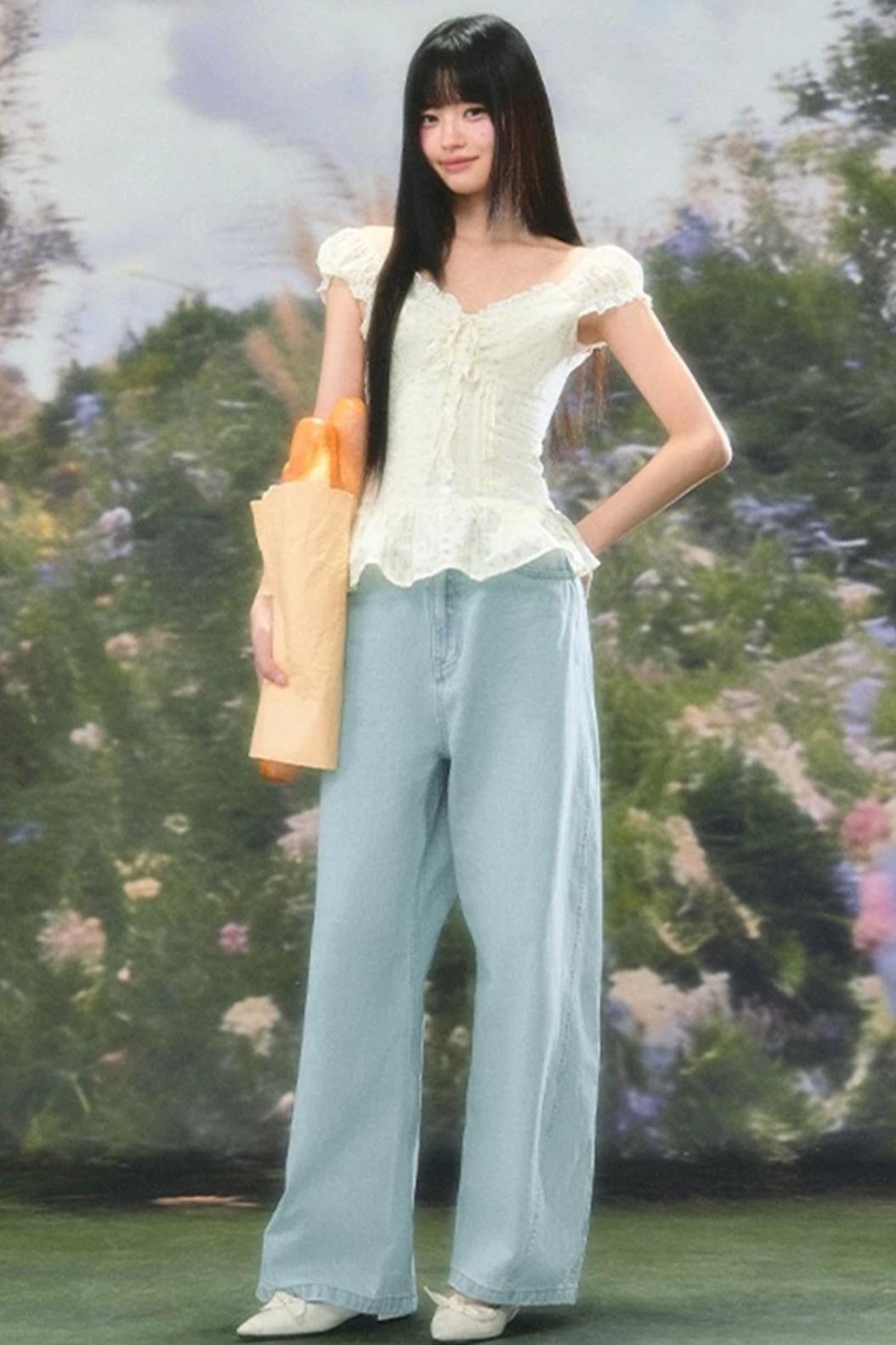 Square Neck Floral Blouse Set-Up