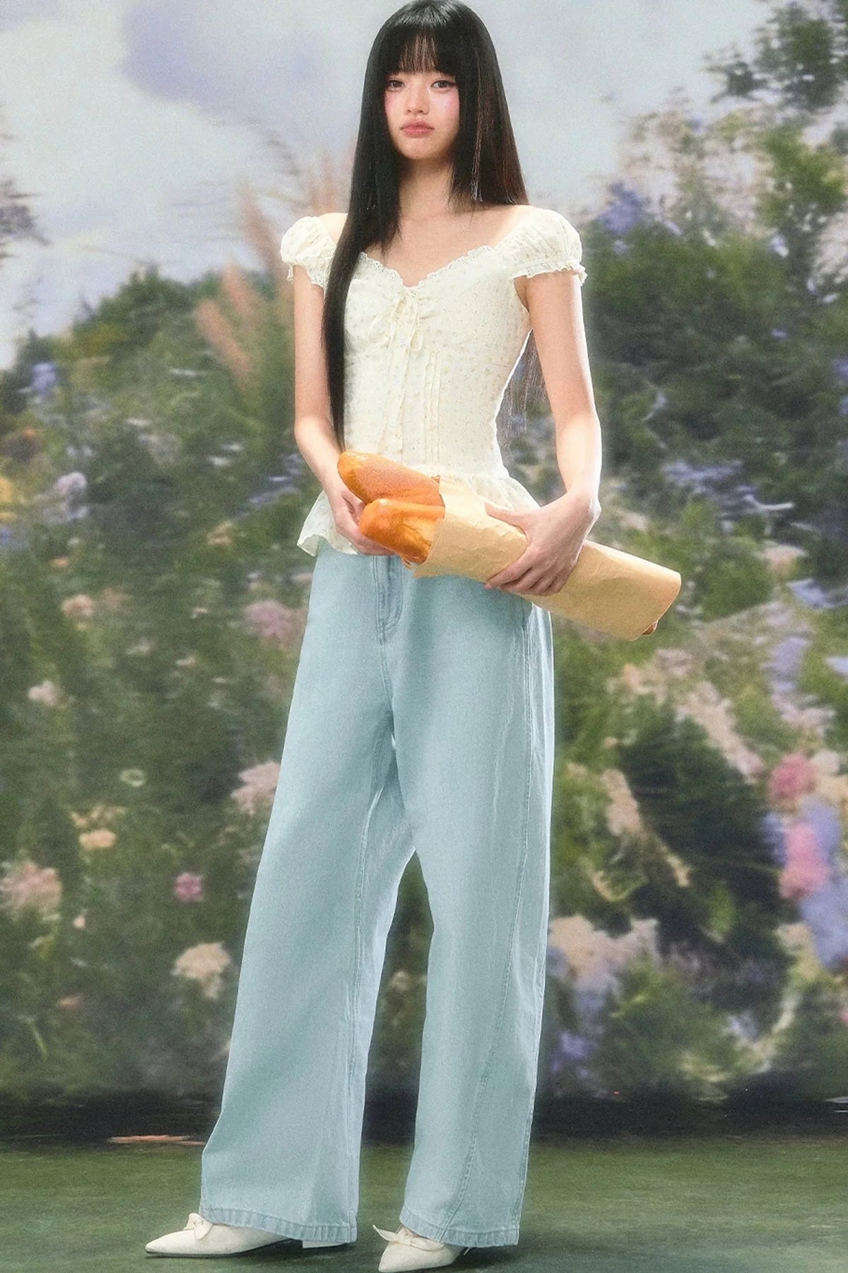 Square Neck Floral Blouse Set-Up
