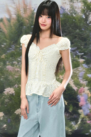 Square Neck Floral Blouse Set-Up