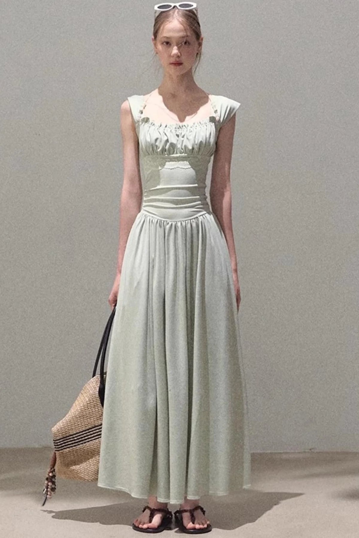 Square Neck Halter Knit Dress