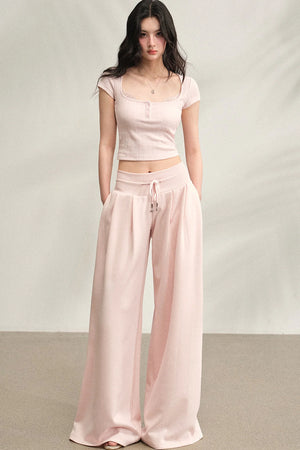 Square Neck Lace Ribbed Crop Top
