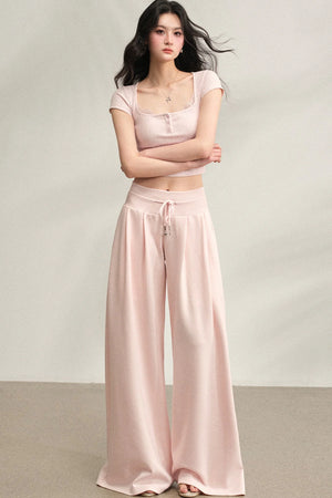 Square Neck Lace Ribbed Crop Top