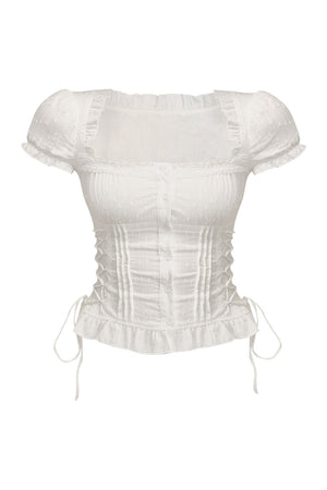 Square Neck Lace-Up Blouse