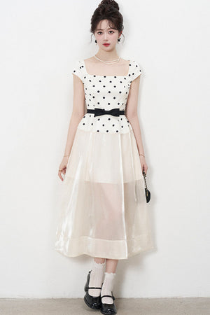 Square Neck Polka Dot Dress