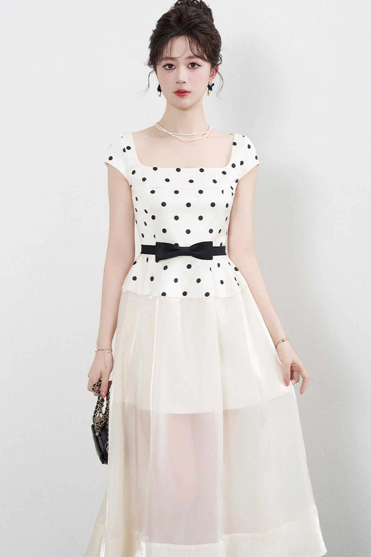 Square Neck Polka Dot Dress