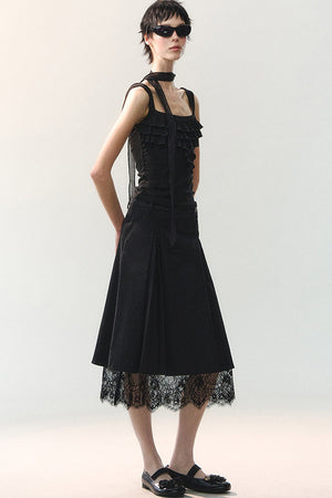Square Neck Ruffle Trim Tank Top