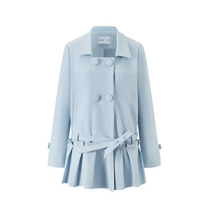 Square Neck Shirred Trench Coat Dress