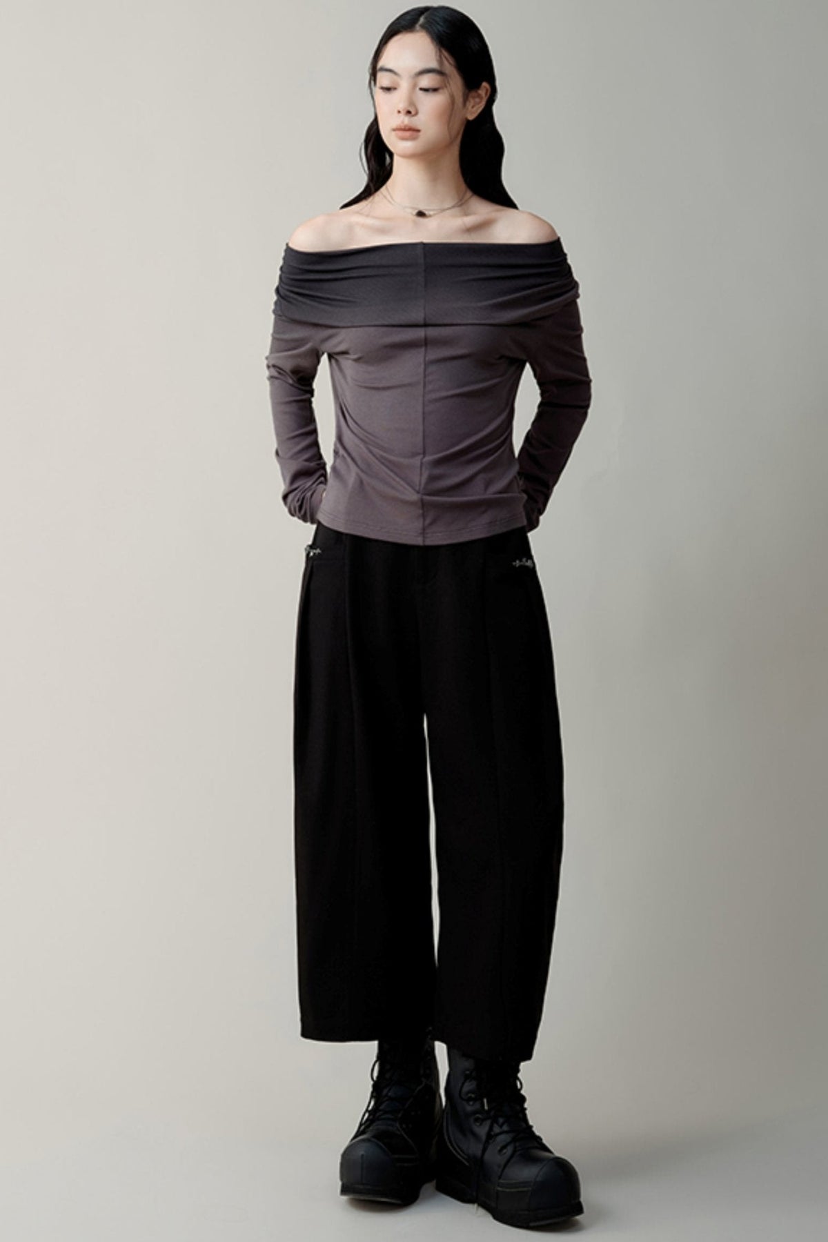 Stacked Wide Leg Cocoon Pants