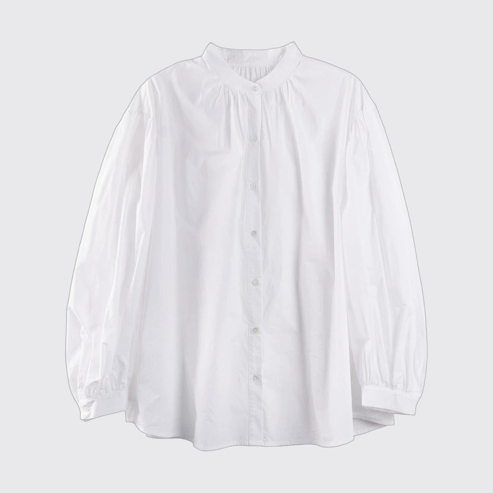Stand-Collar Lantern Short Blouse