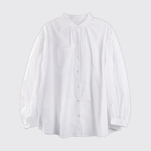 Stand-Collar Lantern Short Blouse