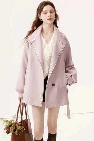 Stand Collar Lantern Sleeve Trench Coat