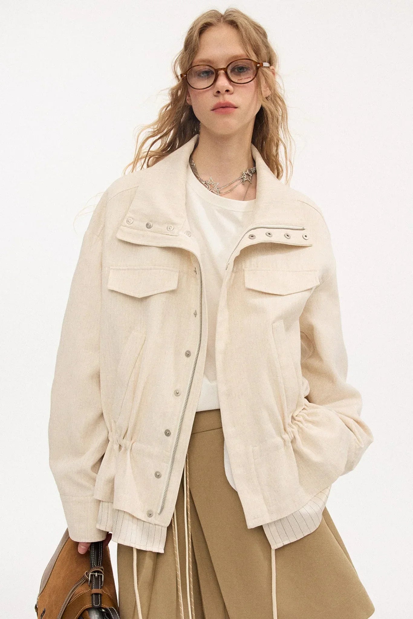 Stand Collar Patchwork Jacket