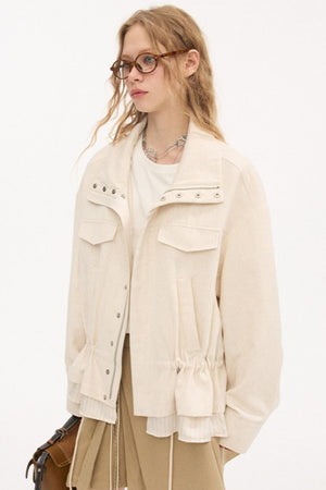 Stand Collar Patchwork Jacket