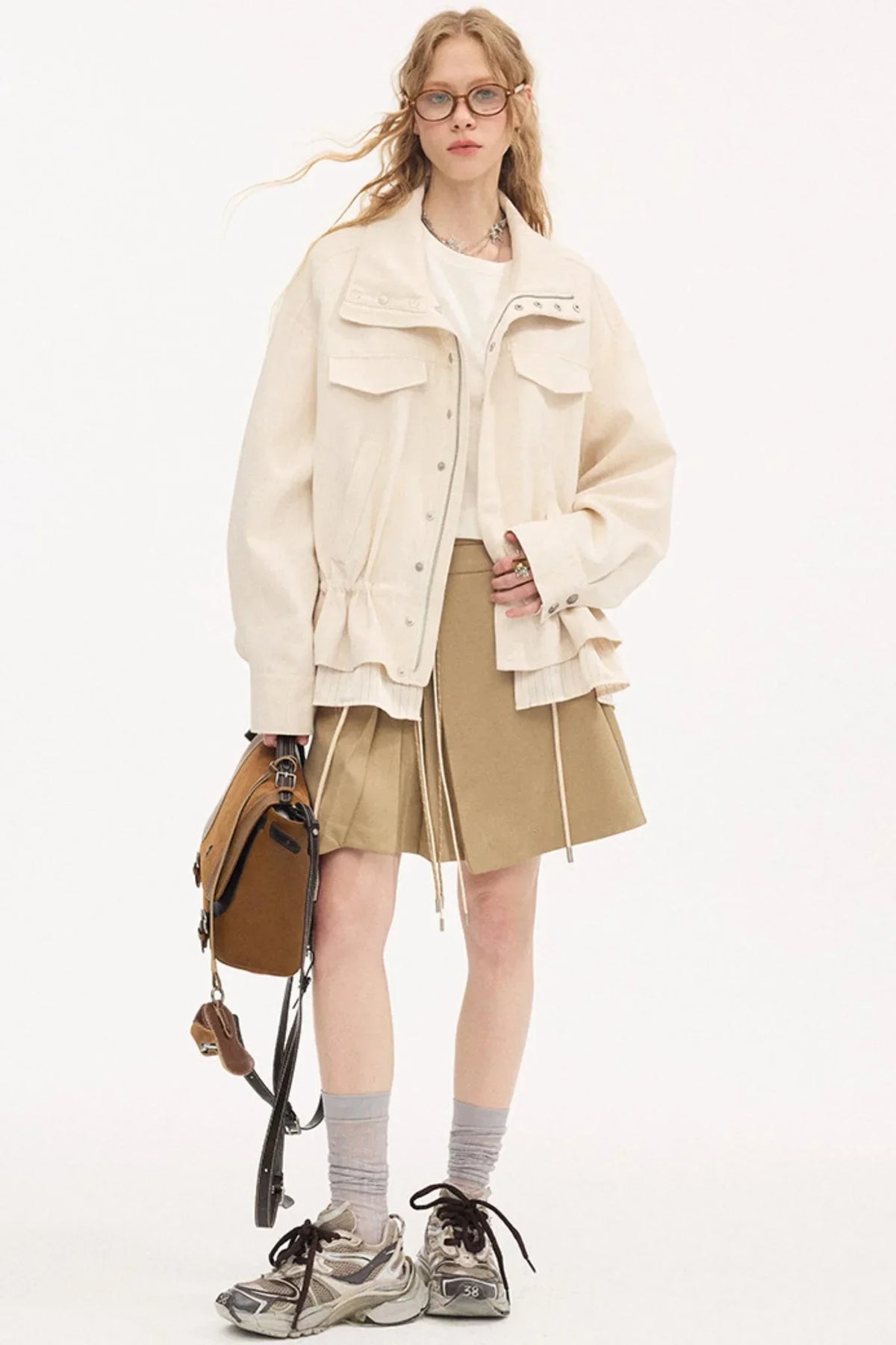Stand Collar Patchwork Jacket