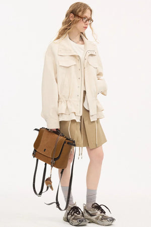 Stand Collar Patchwork Jacket