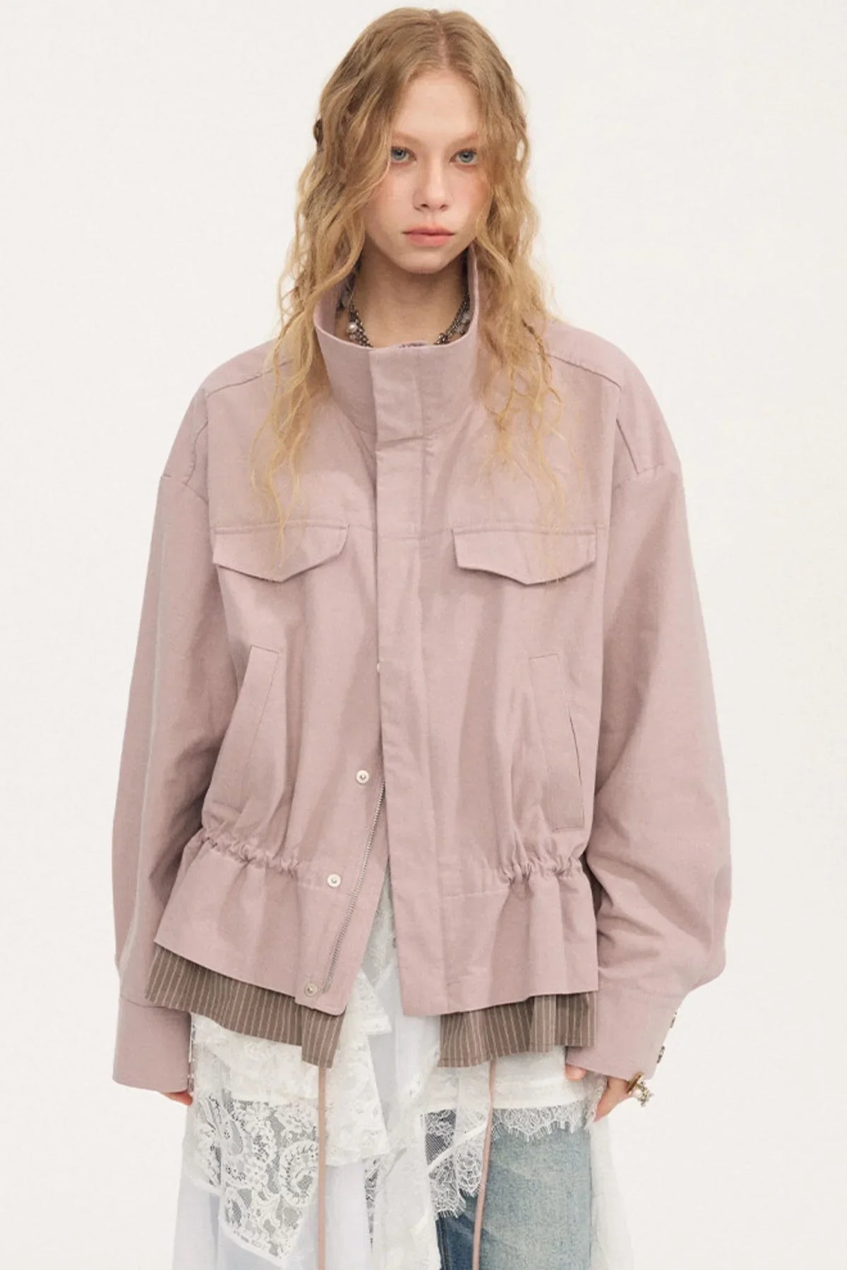 Stand Collar Patchwork Jacket