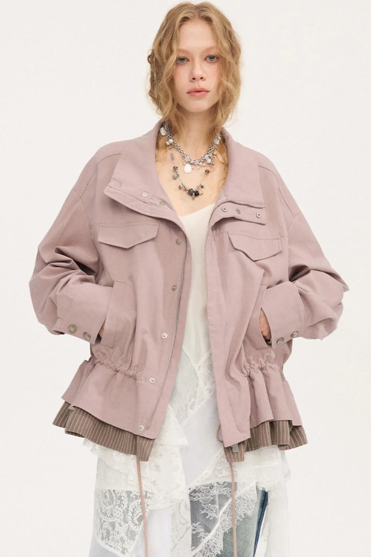 Stand Collar Patchwork Jacket