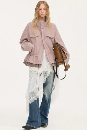 Stand Collar Patchwork Jacket
