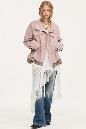 Stand Collar Patchwork Jacket