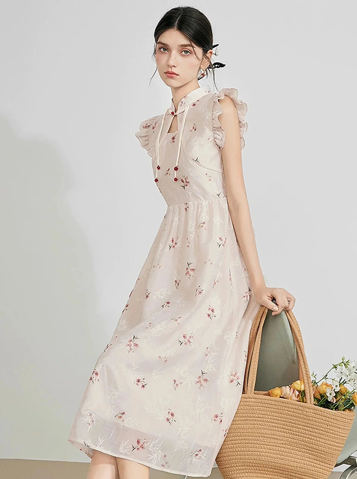 Stand-Up Collar Cheongsam Dress