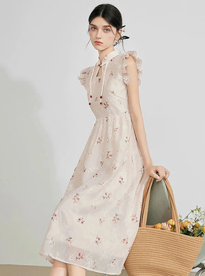 Stand-Up Collar Cheongsam Dress