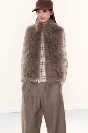 Stand-Up Collar Furry Vest