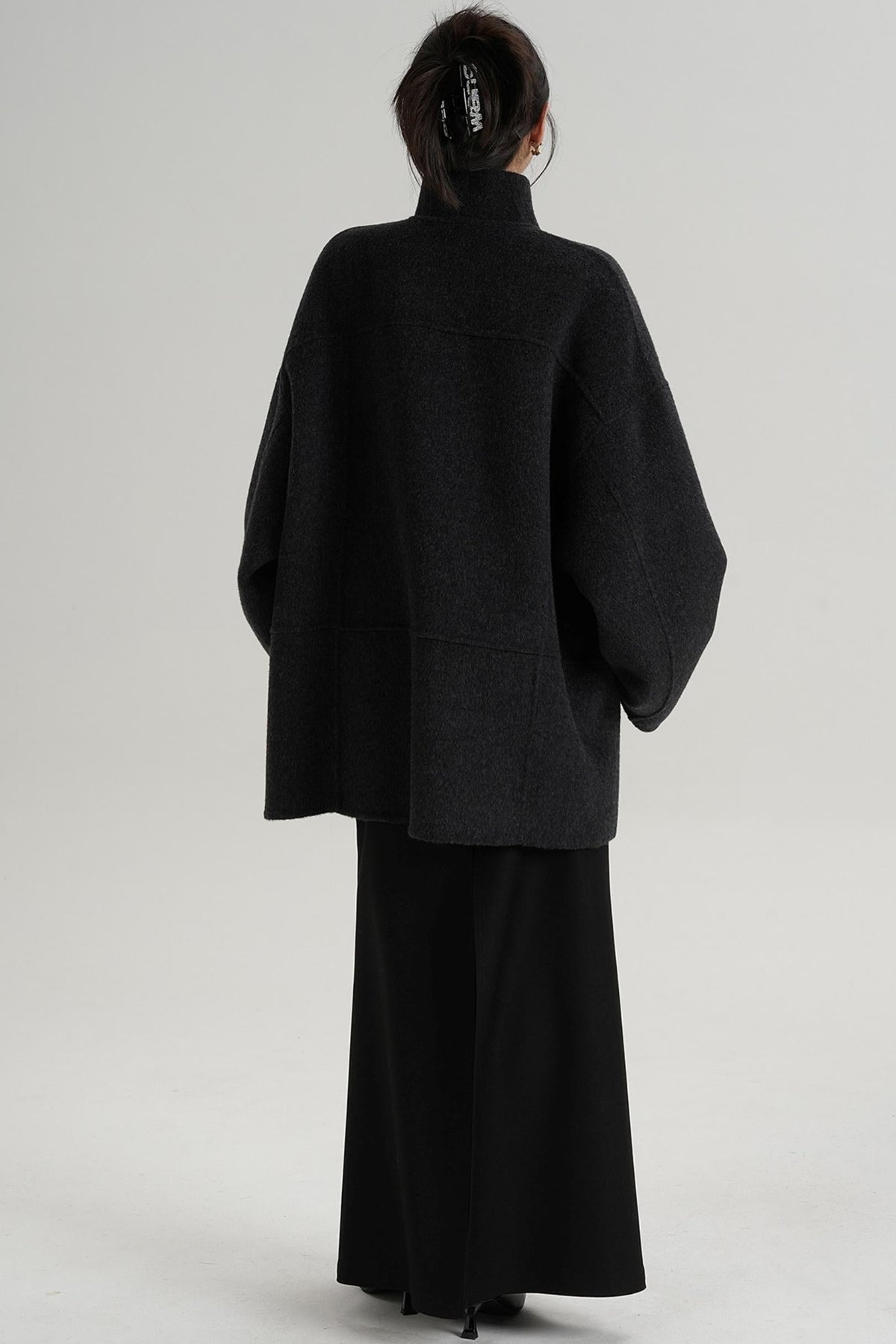 Stand-Up Collar Loose Sleeve Wool Jacket