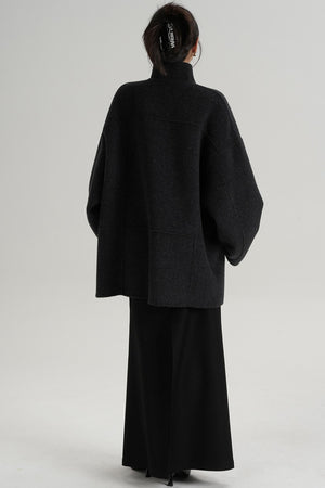 Stand-Up Collar Loose Sleeve Wool Jacket