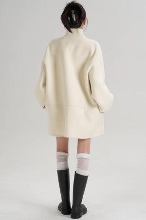 Stand-Up Collar Loose Sleeve Wool Jacket