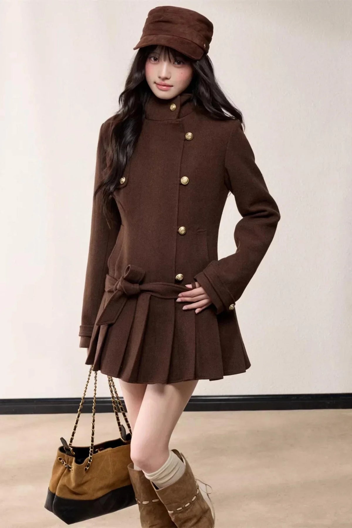 Stand-Up Collar Woolen Coat