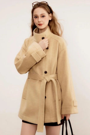 Stand-Up Collar Woolen Coat
